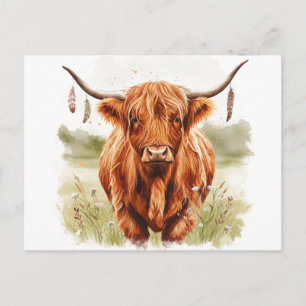 Carte postale aquarelle Vache heureuse