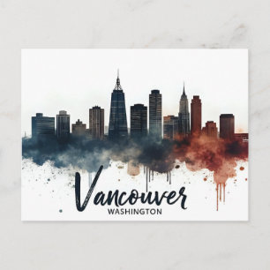 Carte Postale Aquarelle Vancouver Washington State ligne d'horiz
