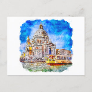 Carte Postale Aquarelle Venise Italie Croquis Coloré