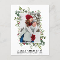 Aquarelle Verdure Baies Couple Noël