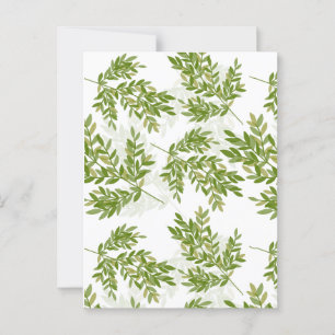 Carte Postale Aquarelle Vert Branches feuillues Motif sur Jaune