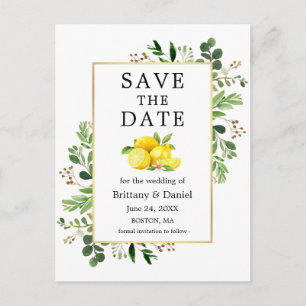 Carte Postale Aquarelle Vert Citron Enregistrer La Date