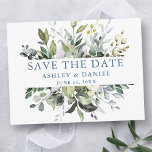 Carte Postale Aquarelle verte Enregistrer la date Dusty Bleu<br><div class="desc">Elégante Aquarelle moderne Botanique Verdure Fiançailles Mariage Enregistrer la date La carte postale comprend les feuilles d'eucalyptus,  le feuillage botanique vert,  les feuilles bleus poussiéreux et d'autres belles verdure botanique.</div>