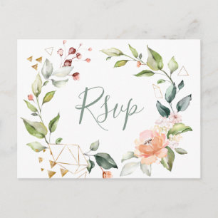 Carte Postale Aquarelle verte et fleurie RSVP