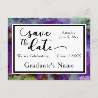 Aquarelle verte et violette Enregistrer la date