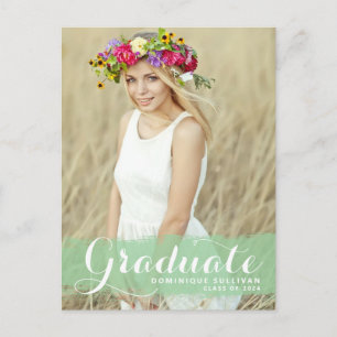 Carte Postale Aquarelle verte Splash Photo Graduation