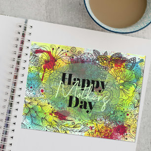 Carte Postale Aquarelle vibrante artistique et fête des mères d'
