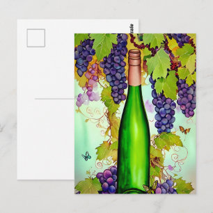 Carte Postale Aquarelle Vin Art