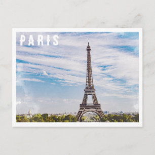 Carte Postale Aquarelle vintage Paris Tour Eiffel