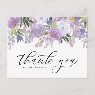 Carte Postale Aquarelle violette Dusty Fleurs Merci de Garland