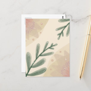 Carte Postale Aquarelle Whimsical Boho Feuilles botaniques