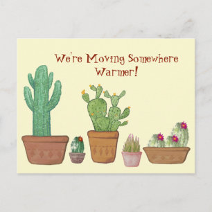 Carte Postale Aquarelle Whimsical Cactus Moving Faire-part