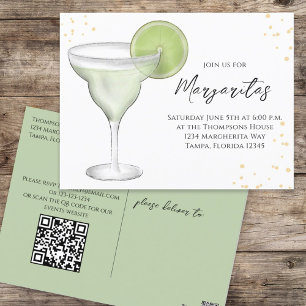 Carte Postale Aquarelle Whimsical Margarita QR Code Site Web