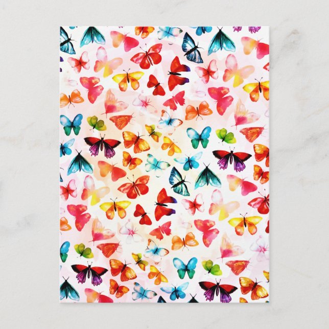 Carte Postale Aquarelle Whimsical Rainbow Forest Butterfly (Devant)