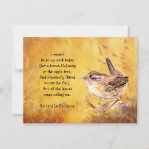 Carte Postale Aquarelle Wren Bird pour les amateurs d'oiseaux