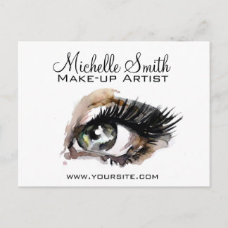 Carte Postale Aquarelle yeux de foudre extension maquillage marq