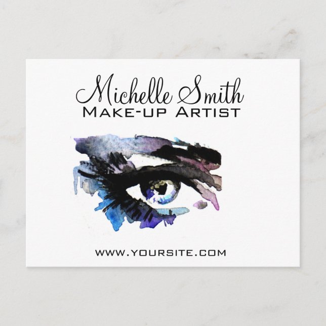 Carte Postale Aquarelle yeux de foudre extension maquillage marq (Devant)