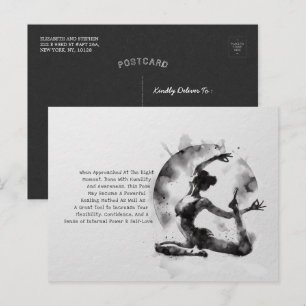 Carte Postale Aquarelle Yoga Reiki Pose King Pigeon à une jambe