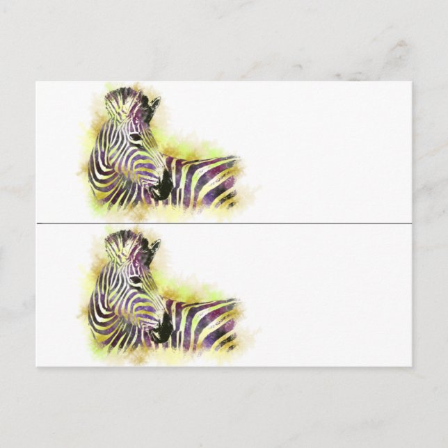 Carte Postale Aquarelle Zebra marque de livre (Devant)