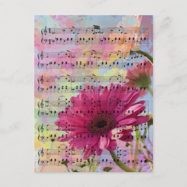 Carte Postale Aquarelles girly tendance mignonnes fleurs Gerbera (Devant)