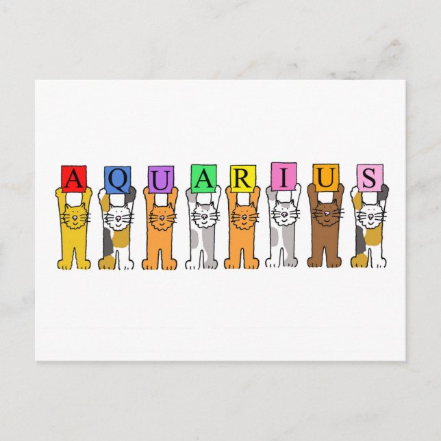 Carte Postale Aquarius Joyeux Chats de dessin d'anniversaire (Devant)