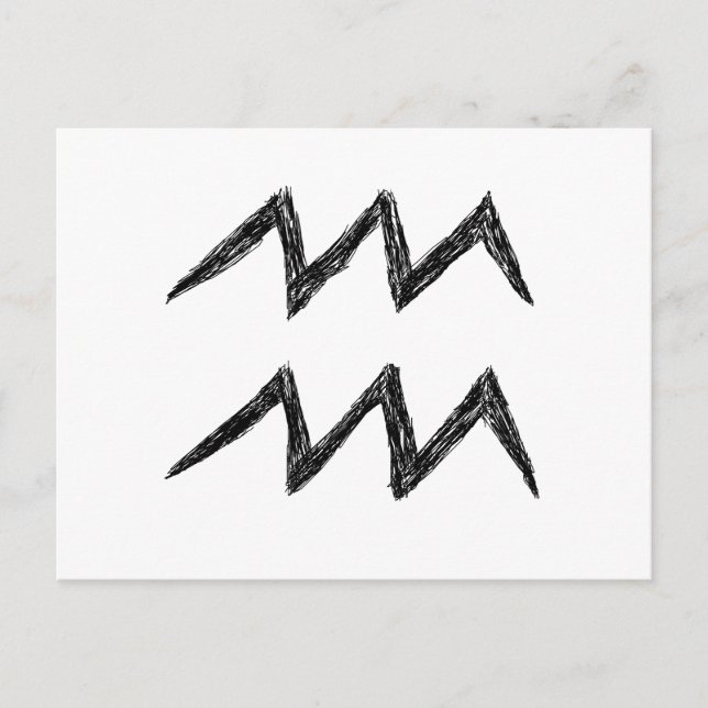 Carte Postale Aquarius. Panneau astrologie zodiaque. Noir. (Devant)