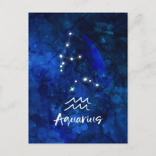 Carte Postale Aquarius Zodiac Constellation Blue Galaxy Sky