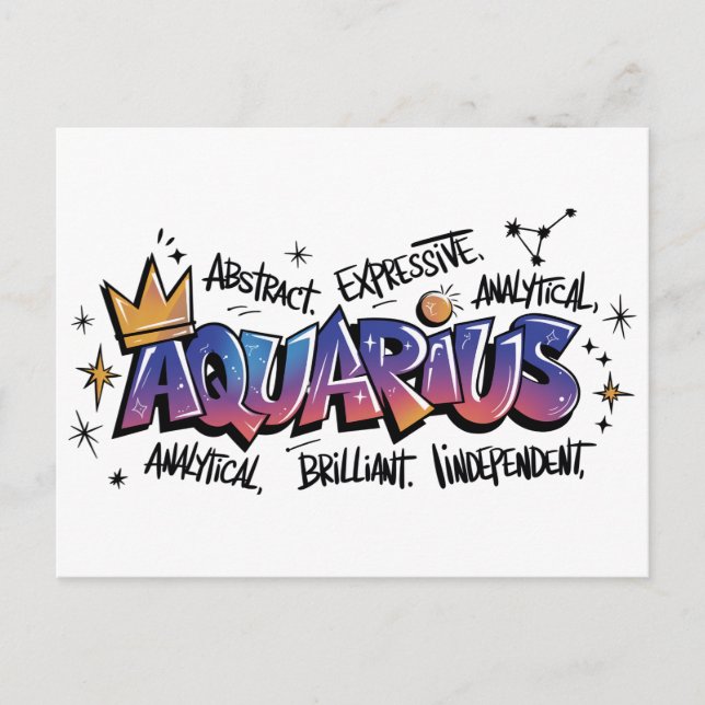 Carte Postale Aquarius Zodiac Graffiti  (Devant)