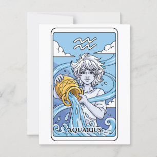 Carte Postale Aquarius Zodiac Illustration Style Tarot