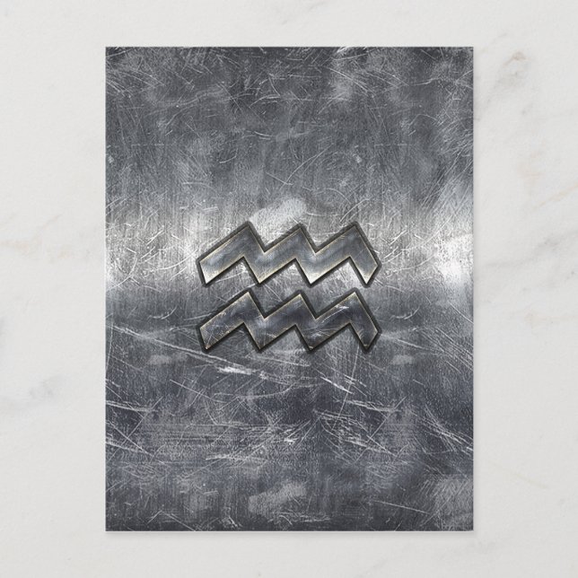 Carte Postale Aquarius Zodiac style acier argenté déprimé (Devant)