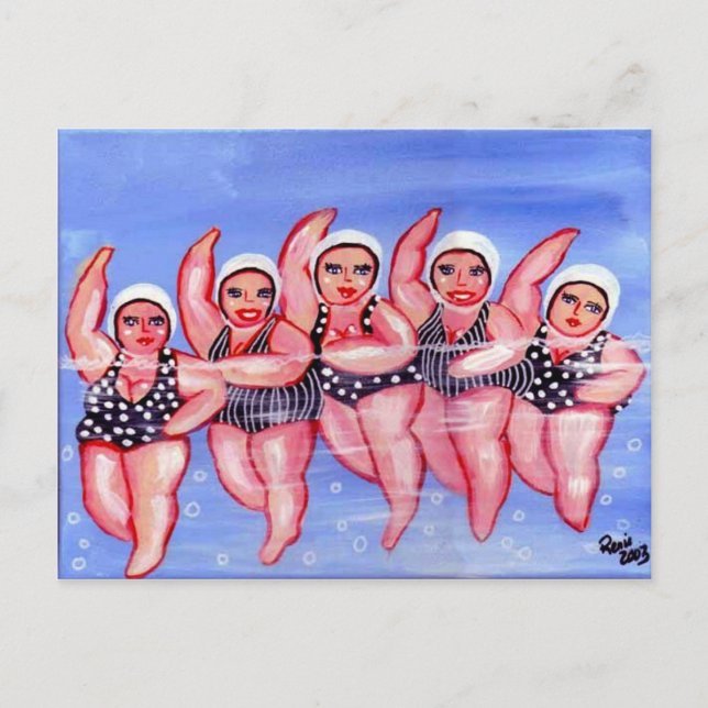 Carte Postale Aquatique Aérobic Divas Amusants Whimsical Chubby (Devant)