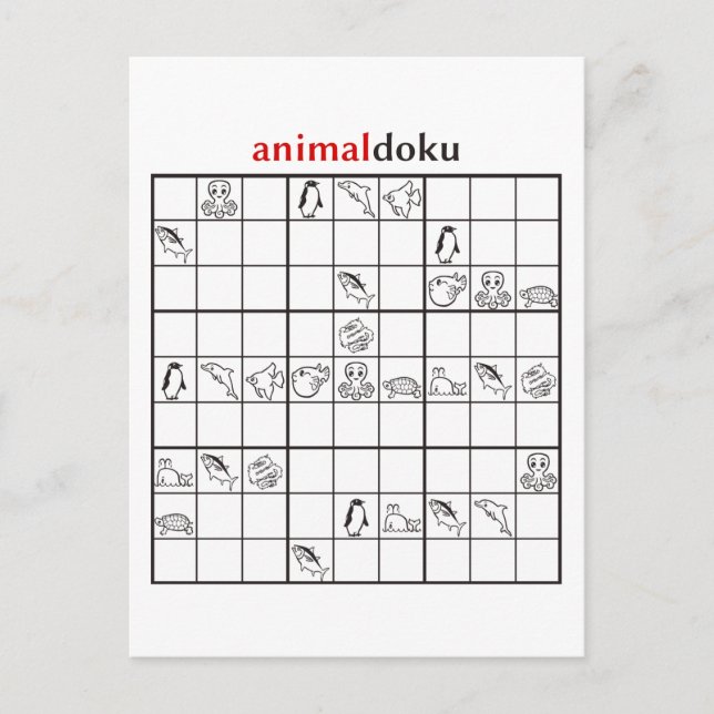 Carte Postale aquatique animaldoku (Devant)
