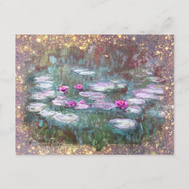 Carte Postale ** AR23 Monet Lily Pads Parties scintillant d'étan (Devant)
