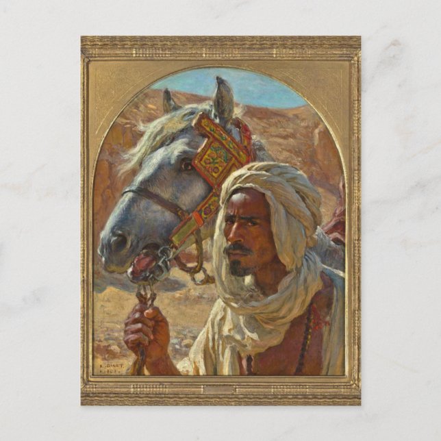Carte Postale Arab et son cheval par Dinet (Devant)