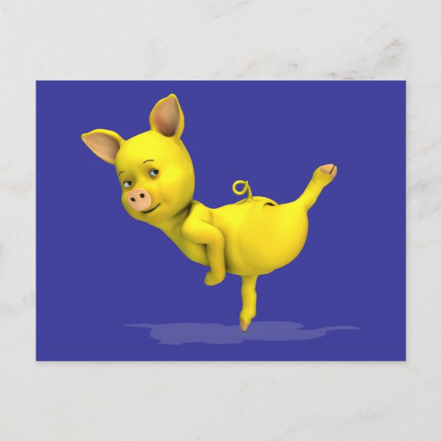 Carte Postale Arabesque Cochon Jaune (Devant)