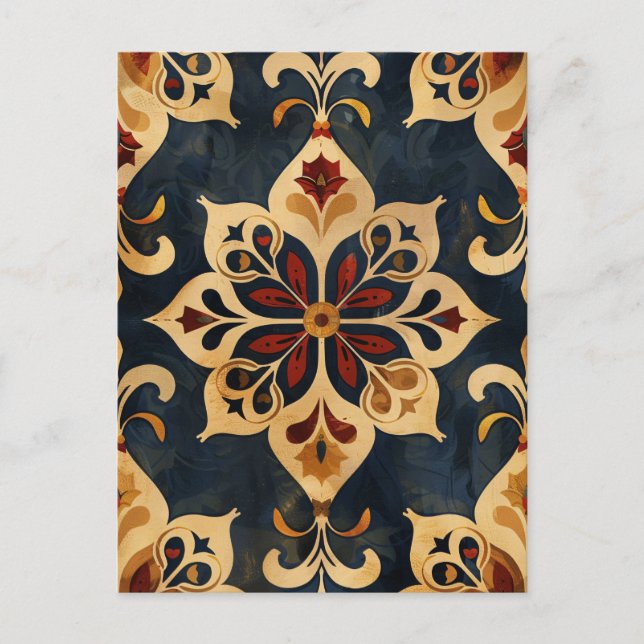 Carte Postale Arabesque Ornamental Motif or et tons foncés (Devant)
