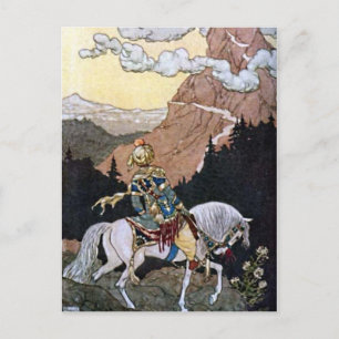 Carte Postale Arabian Nights Chevalier Prince sur Cheval Blanc