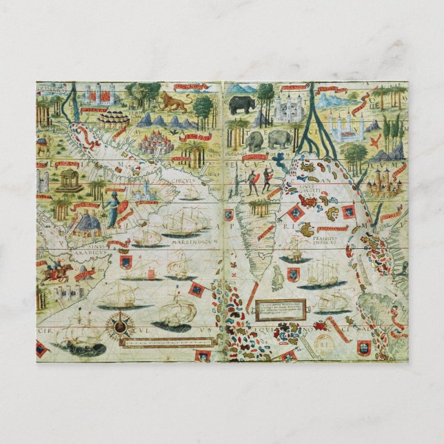 Carte Postale Arabie et Inde, de l'Atlas Miller, c.1519 (Devant)