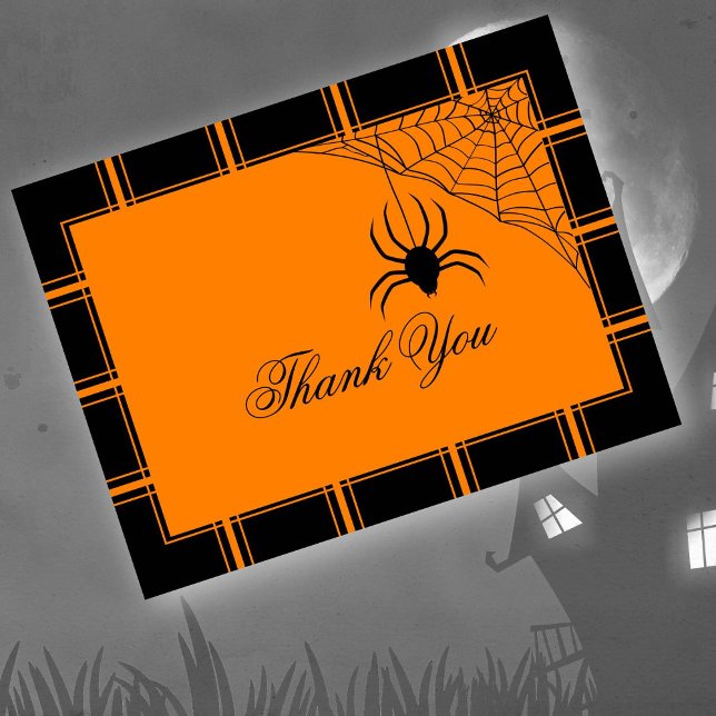 Carte Postale Araignée Merci Halloween Noir/Orange (Créateur téléchargé)