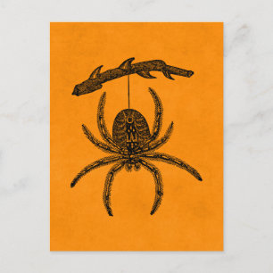 Carte Postale Araignée vintage d'Halloween Orange Arrière - plan