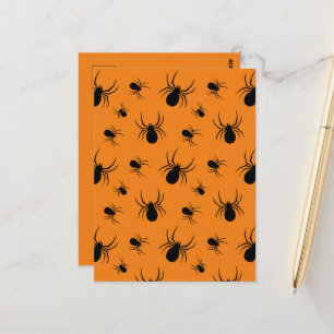 Carte Postale Araignées Halloween motif noir et orange