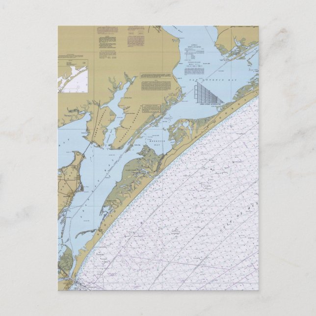 Carte postale Aransas Pass Texas Nautical Chart (Devant)