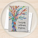 Carte Postale Arborescence de devis inspirante<br><div class="desc">Cette carte postale décorative présente un arbre en mosaïque aux couleurs de l'arc-en-ciel et une citation inspirante. Facilement personnalisable avec vos propres mots. Parce que nous créons notre oeuvre,  vous ne trouverez pas cette image exacte d'autres designers. Mosaïque originale © Michele Davies.</div>