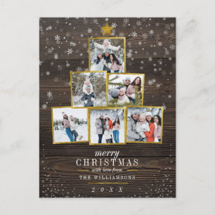 Carte Postale Arborescence photo dorée personnalisée Noël élég