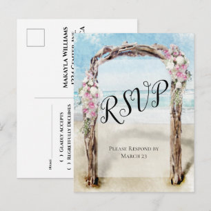 Carte Postale Arbour de plage de Driftwood avec mariage Rose RSV