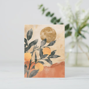 Carte Postale Arbre à citrus Boho avec soleil et montagnes