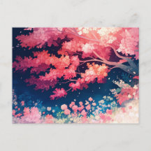 Arbre à fleurs de cerisier rose sous un ciel étoil