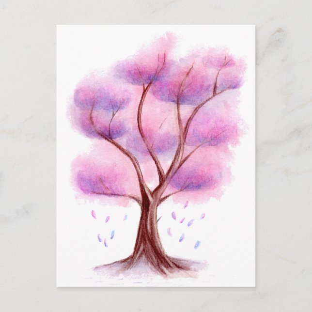 Carte Postale Arbre à l'aquarelle (Devant)