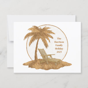 Carte Postale Arbre à palmier Gold Parties scintillant avec text