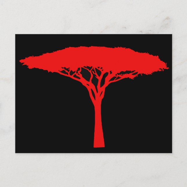 Carte Postale Arbre à parapluies rouges (Devant)